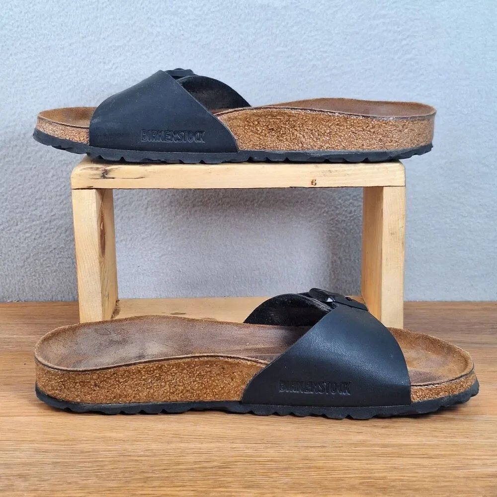 Birkenstock Madrid Women's 8 Narrow EU 39 Slide Sandals Black Birko-Flor Germany